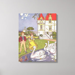 The Ugly Duckling, Vintage Fairy Tale by Hauman Canvas Print