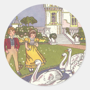 The Ugly Duckling, Vintage Fairy Tale by Hauman Classic Round Sticker