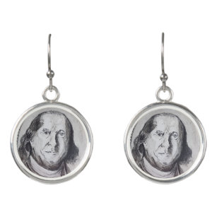 The Ugly Guy - Benjamin Franklin Portrait Drop Earrings