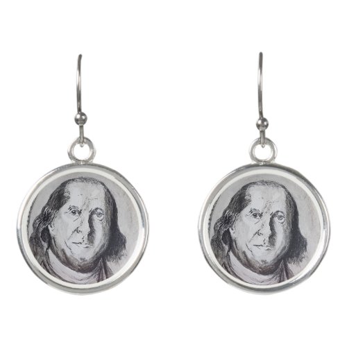 The Ugly Guy _ Benjamin Franklin Portrait Drop Earrings