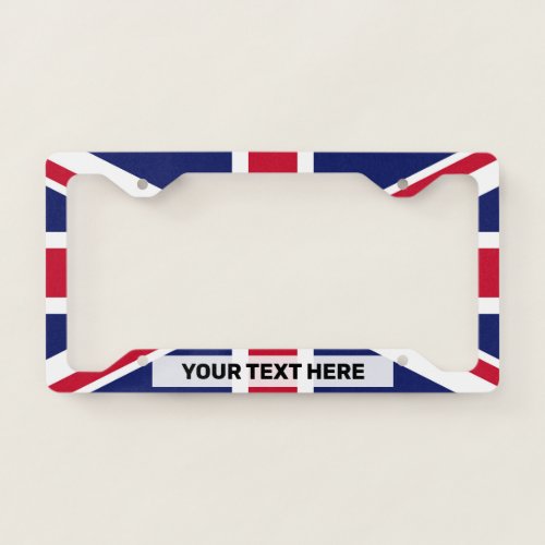 The UK Flag Black Text Personalized License Plate Frame