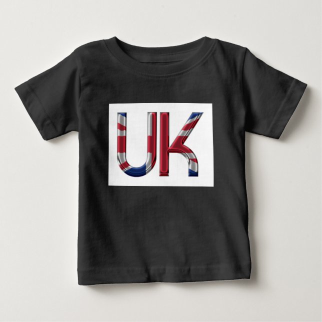 The UK Union Jack British Flag Typography Elegant Baby T-Shirt (Front)