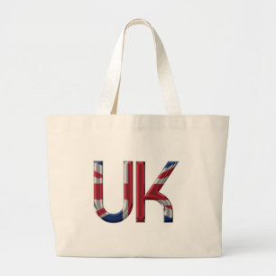 The UK Union Jack British Flag Typography Elegant Large Tote Bag