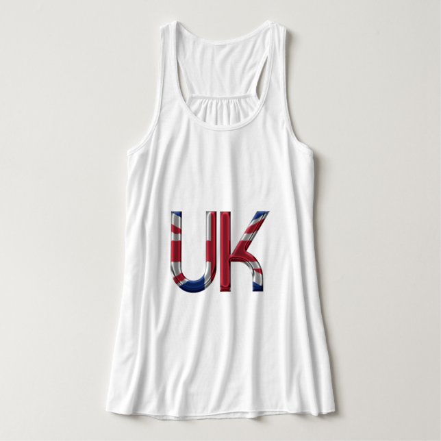 The UK Union Jack British Flag Typography Elegant Tank Top (Design Front)