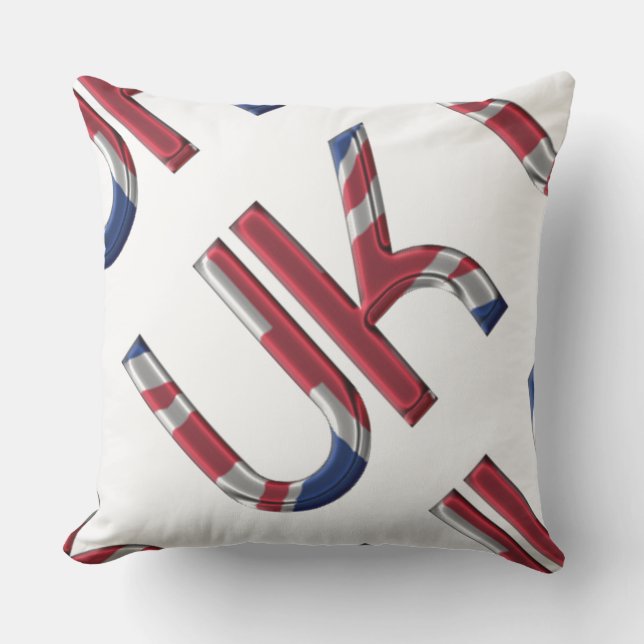 The UK Union Jack British Flag Typography Initials Outdoor Pillow (Front)