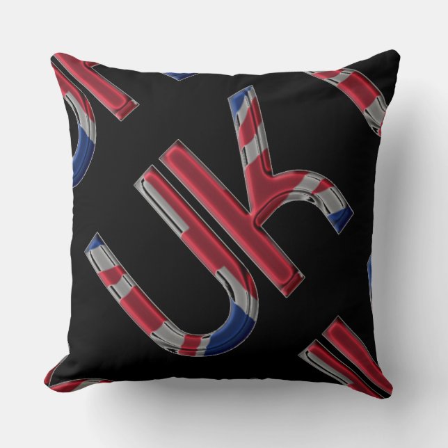 The UK Union Jack British Flag Typography Initials Throw Pillow (Front)