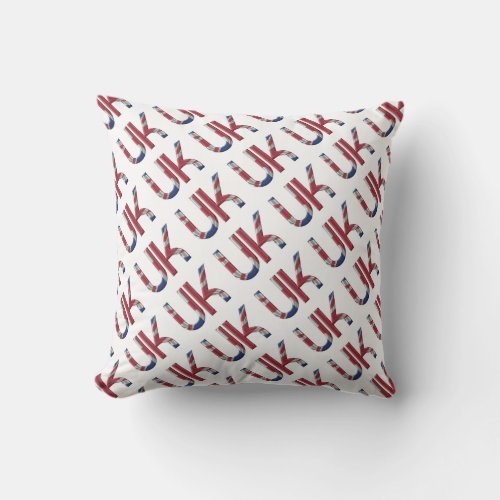 The UK Union Jack British Flag Typography Pattern Throw Pillow