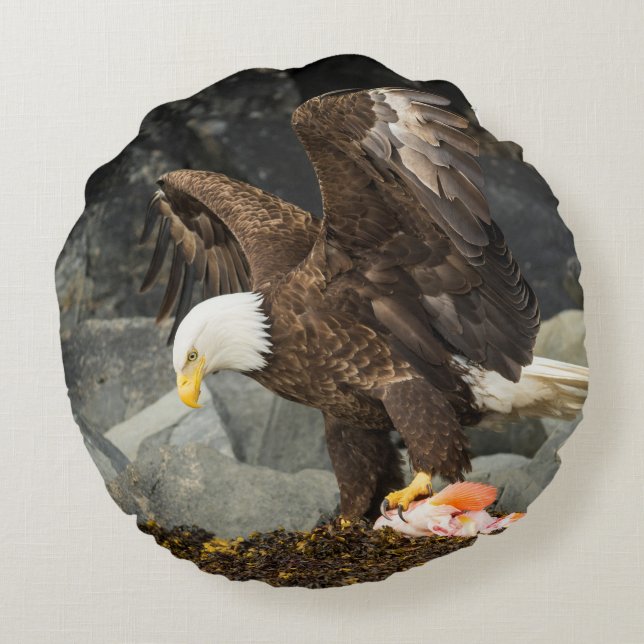 The Ultimate Bald Eagle Round Pillow (Back)