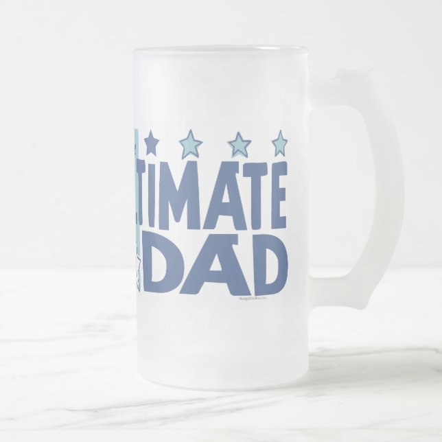 The Ultimate Dad Blue Frosted Glass Beer Mug (Right)