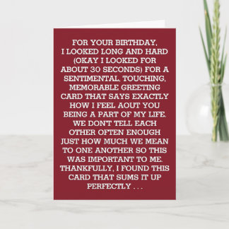 The Ultimate Sentimental Birthday Message (wine) Card