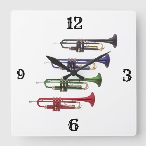 THE ULTIMATE  TRUMPET PLAYERS CLOCK SQUARE WALL CLOCK