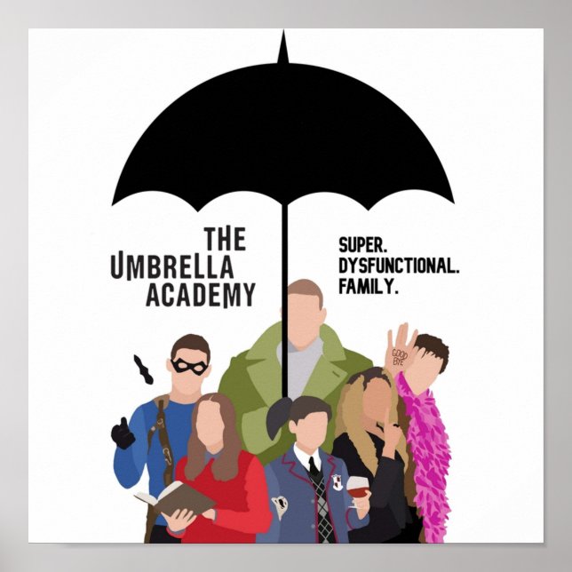 The Umbrella Academy Silhouette Quote Logo Black Poster (Front)