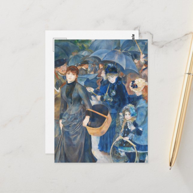 The umbrellas, Pierre Auguste Renoir Art Postcard (Front/Back In Situ)