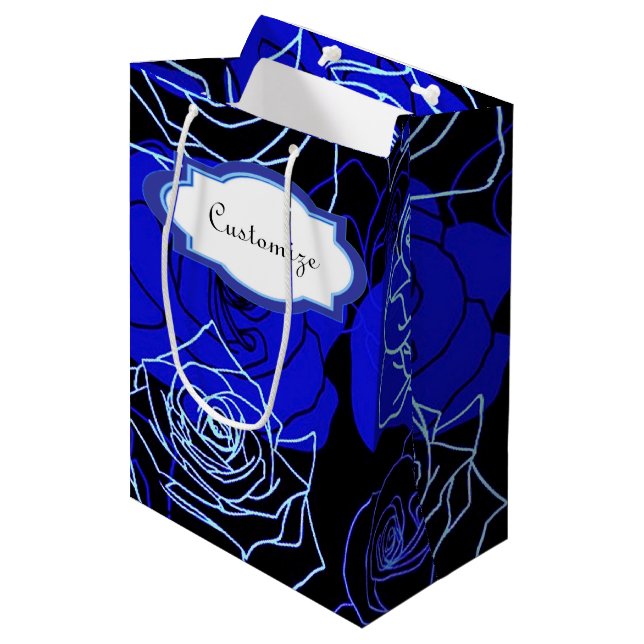 The Unattainable Blue Roses Floral Gift Bag (Front Angled)