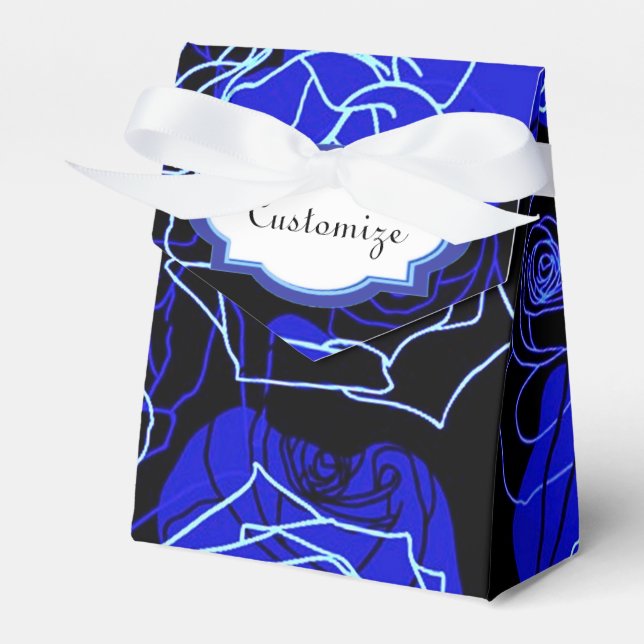 The Unattainable Blue Roses Floral Tent Favor Box (Front Side)