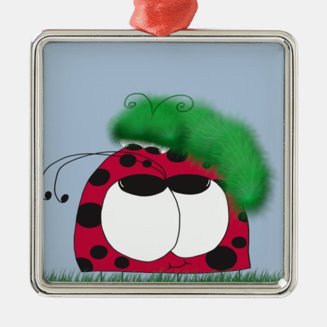 The Uncommon Friends Ladybug and Caterpillar Metal Ornament (Front)