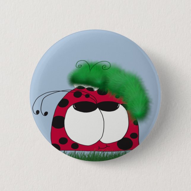 The Uncommon Friends Ladybug and Caterpillar Pinback Button (Front)
