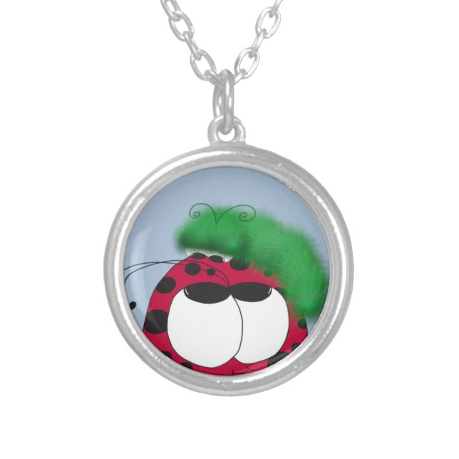 The Uncommon Friends Ladybug and Caterpillar Silver Plated Necklace (Front)