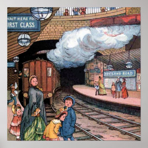 "The Underground, London" Vintage Illustration Poster