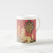 The Unicorn and Maiden Medieval Tapestry Image Bone China Mug (Front Right)