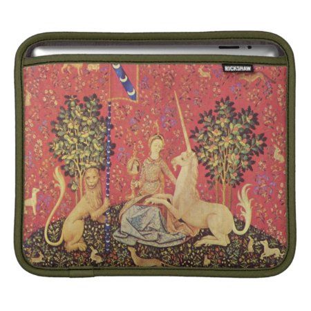 The Unicorn And Maiden Medieval Tapestry Image Ipad Sleeve