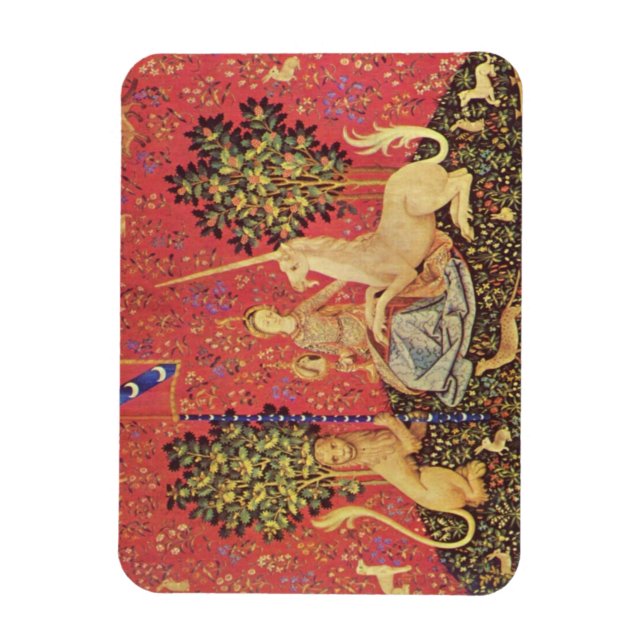 The Unicorn and Maiden Medieval Tapestry Image Magnet (Vertical)