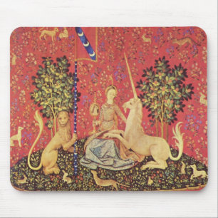 The Unicorn and Maiden Medieval Tapestry Image Mouse Pad