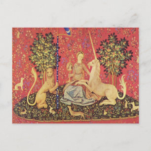 The Unicorn and Maiden Medieval Tapestry Image Postcard