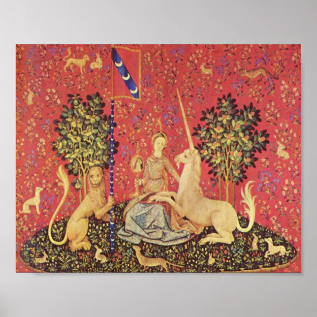 The Unicorn and Maiden Medieval Tapestry Image Poster Zazzle