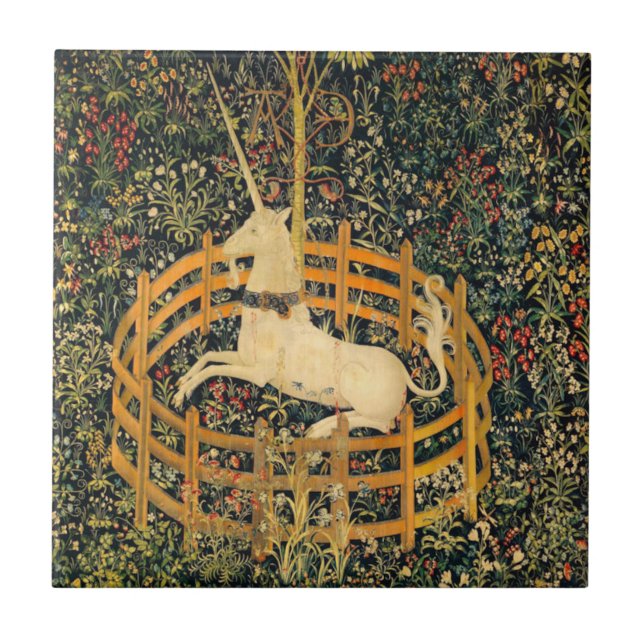The Unicorn in Captivity Ceramic Tile (Front)