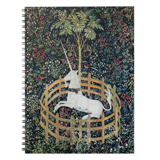 The Unicorn in Captivity, Floral Fantasy Unicorn Notebook (Front)