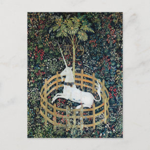 The Unicorn in Captivity, Floral Fantasy Unicorn, Postcard
