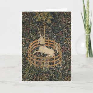 The Unicorn in Captivity, Medieval Tapestry  Letterpress Thank You Card