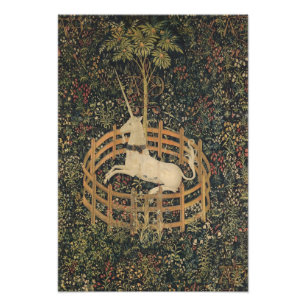 The Unicorn in Captivity, Medieval Tapestry Photo Print