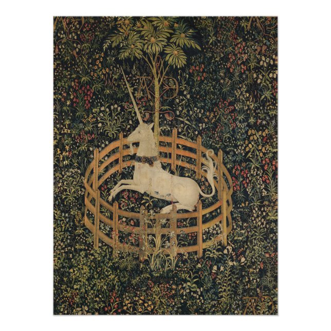 The Unicorn in Captivity, Medieval Tapestry  Poster (Front)