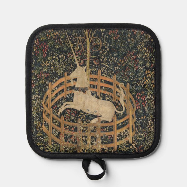 The Unicorn in Captivity, Medieval Tapestry  Pot Holder (Front)