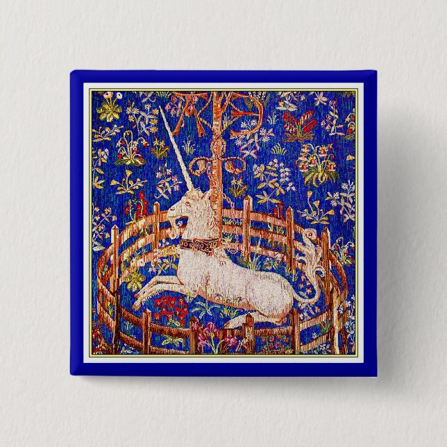 "The Unicorn in Captivity" Pinback Button (Front)