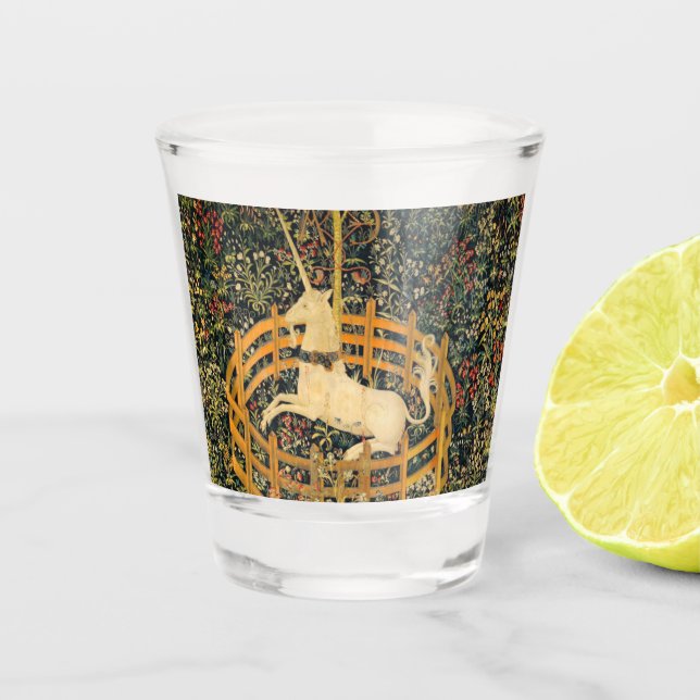 The Unicorn in Captivity Shot Glass (Front)
