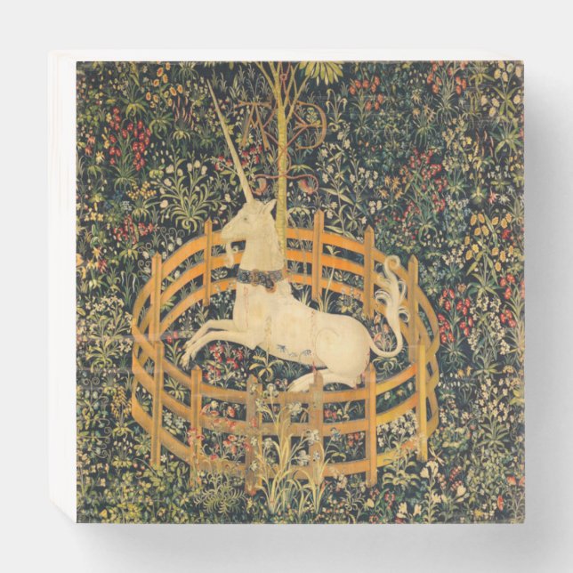 The Unicorn in Captivity Wooden Box Sign (Front Horizontal)