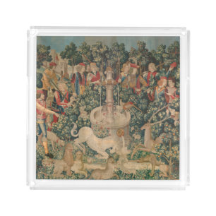 The Unicorn is Found, Medieval Tapestry Acrylic Tray