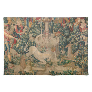 The Unicorn is Found, Medieval Tapestry Cloth Placemat