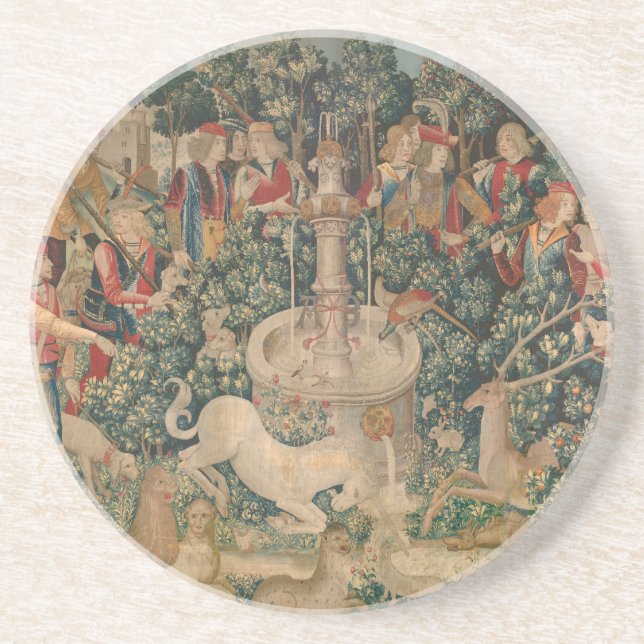 The Unicorn is Found, Medieval Tapestry Coaster (Front)