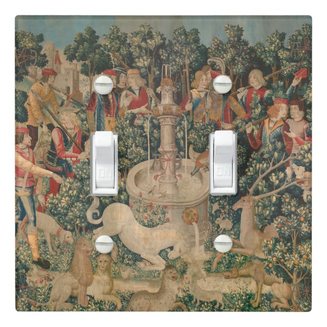 The Unicorn is Found, Medieval Tapestry Light Switch Cover (In Situ)