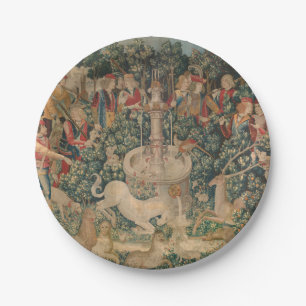 The Unicorn is Found, Medieval Tapestry Paper Plates