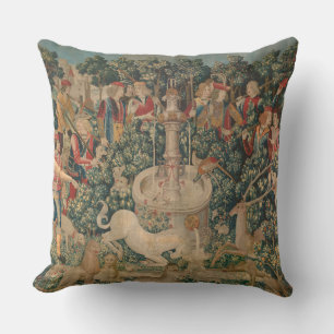 The Unicorn is Found, Medieval Tapestry Throw Pillow