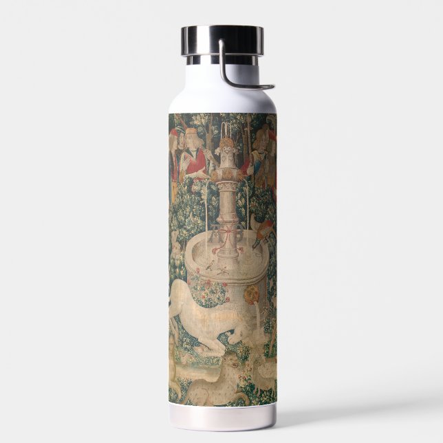 The Unicorn is Found, Medieval Tapestry Water Bottle (Left)