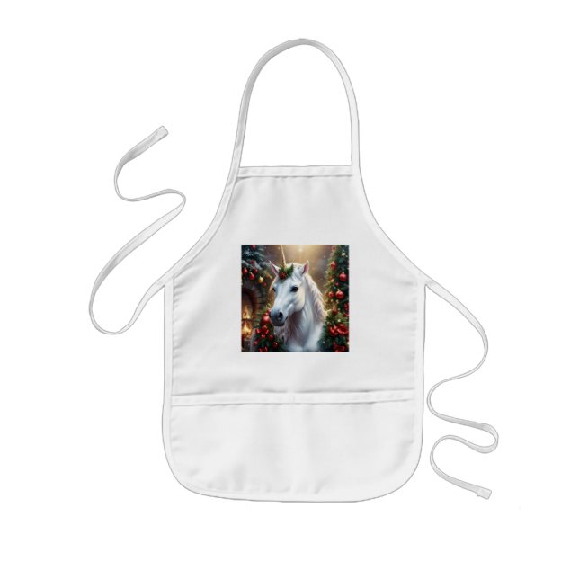 “The Unicorn of Noel” Kids' Apron (Front)