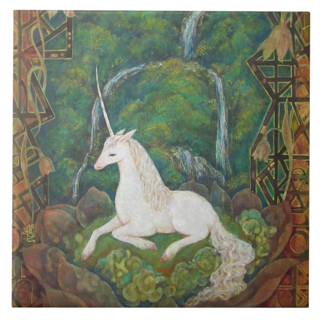 The Unicorn's Secret Garden Ceramic Tile (Front)