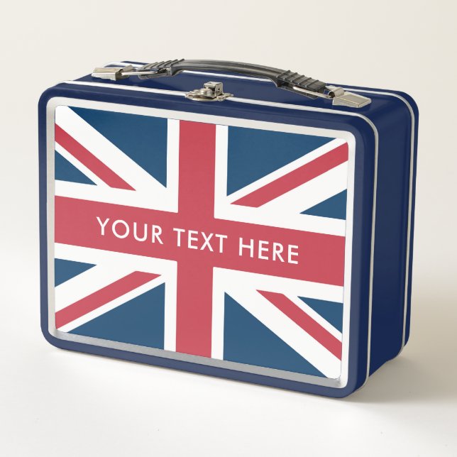 The Union Jack British Flag Blue Metal Lunch Box (Front)