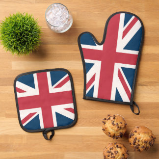 The Union Jack British Flag Oven Mitt & Pot Holder Set